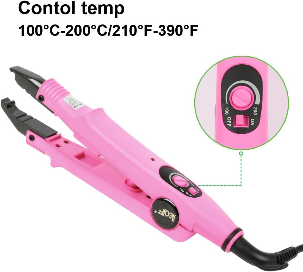Qliver Professional Constant Temperature Heat Clip for Hair Extension, Adapt for Keratin Silky Hair, Pre-Bonded Hair, Gluing Hair, Nails (Pink) - Image 6