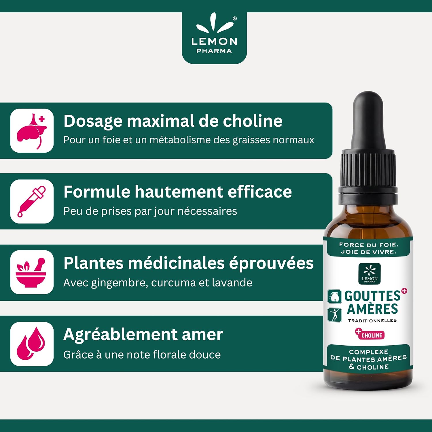 Lemon Pharma Bitter Drops with Choline – Liquid Liver Complex with 23 Bitter Plants – Artichoke, Dandelion & Wormwood – Supports Normal Liver Function & Lipid Metabolism - Image 5