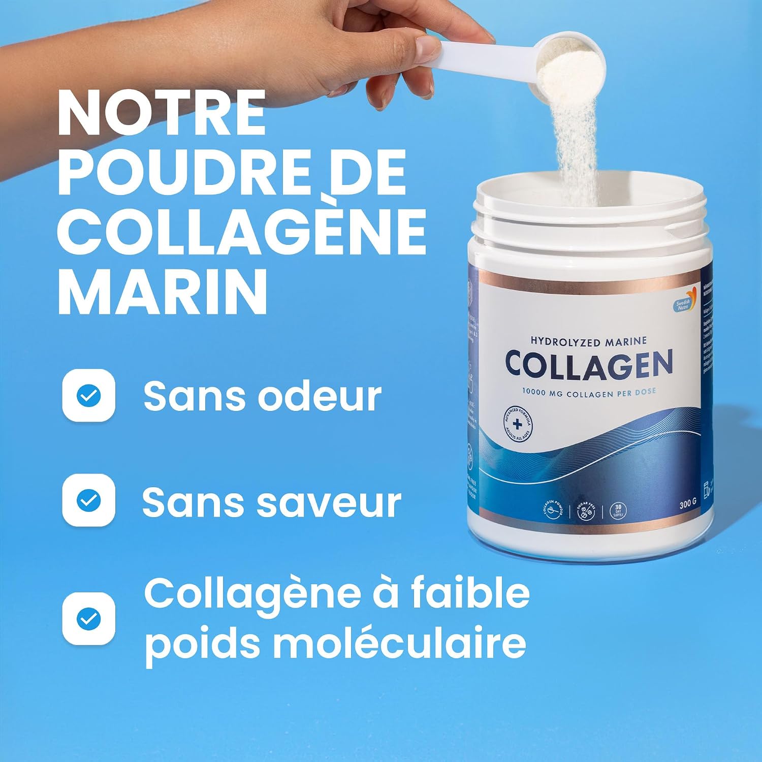 Swedish Nutra Hydrolyzed Marine Collagen Powder, 10.000 mg, 300 g, 30 days - Image 6