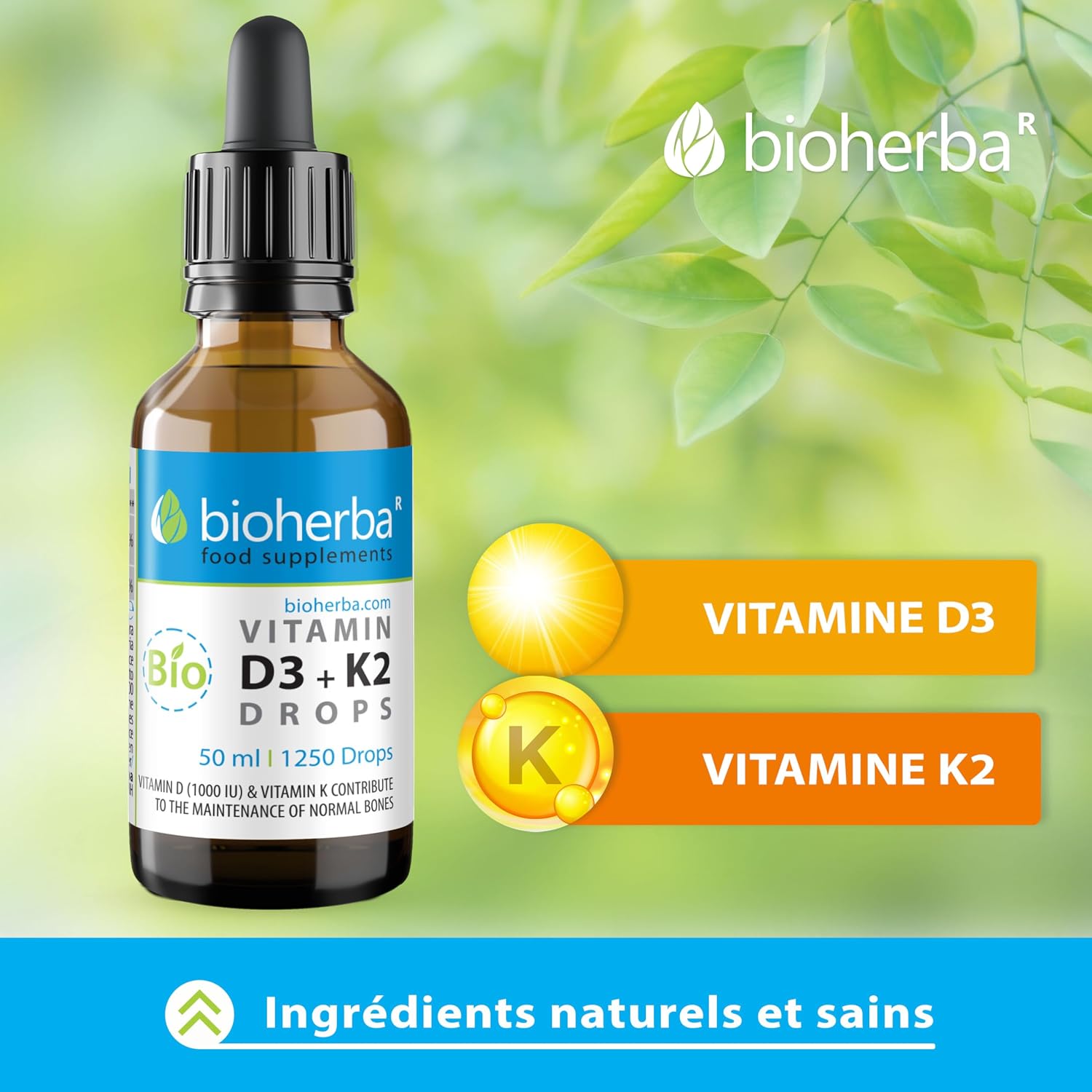 Vitamin D3+K2 Drops - High Content Formula with MK-7 & MCT Oil | 50ml (1250 Drops) by Bioherba (2) - Image 4
