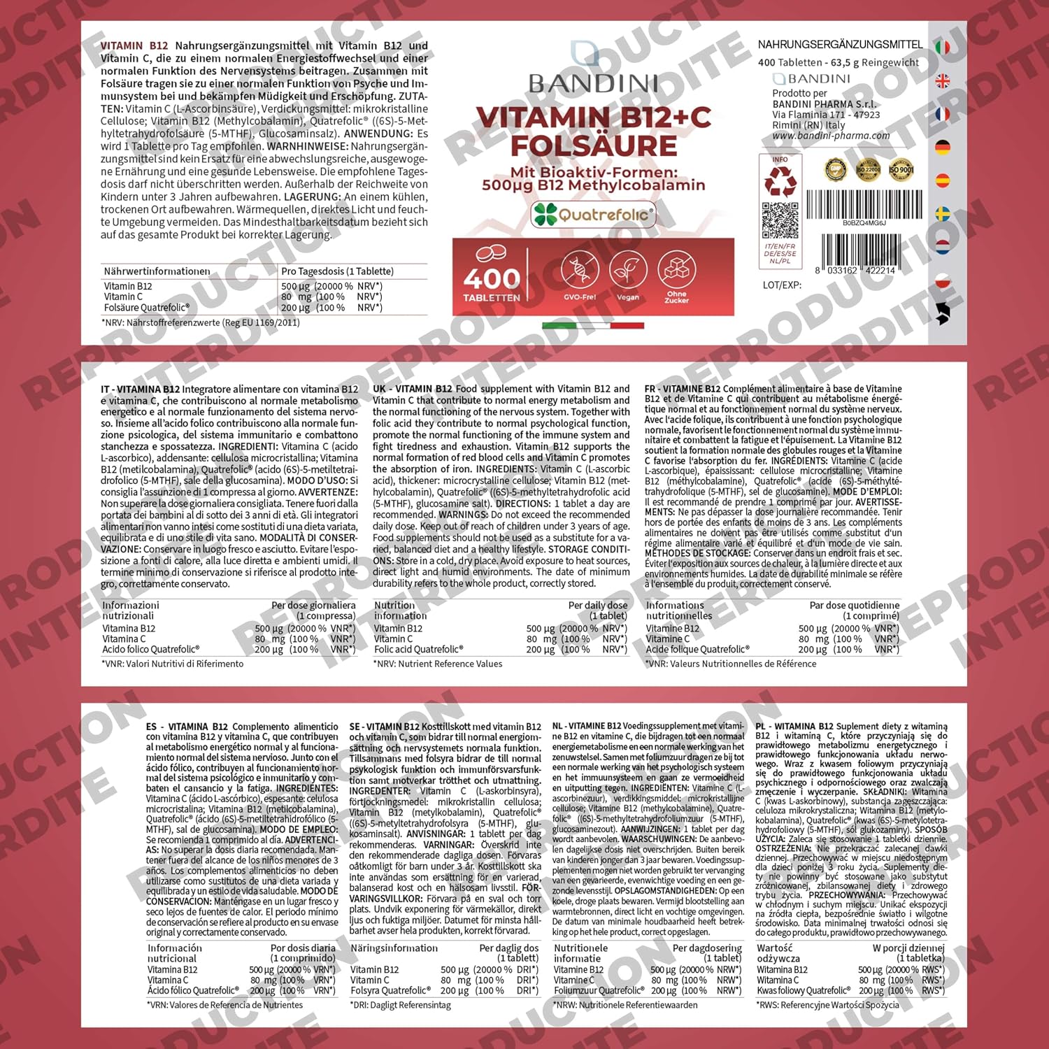 Bandini® Vitamin B12 + Folic Acid 400 Tablets | Iron Absorption - Image 6
