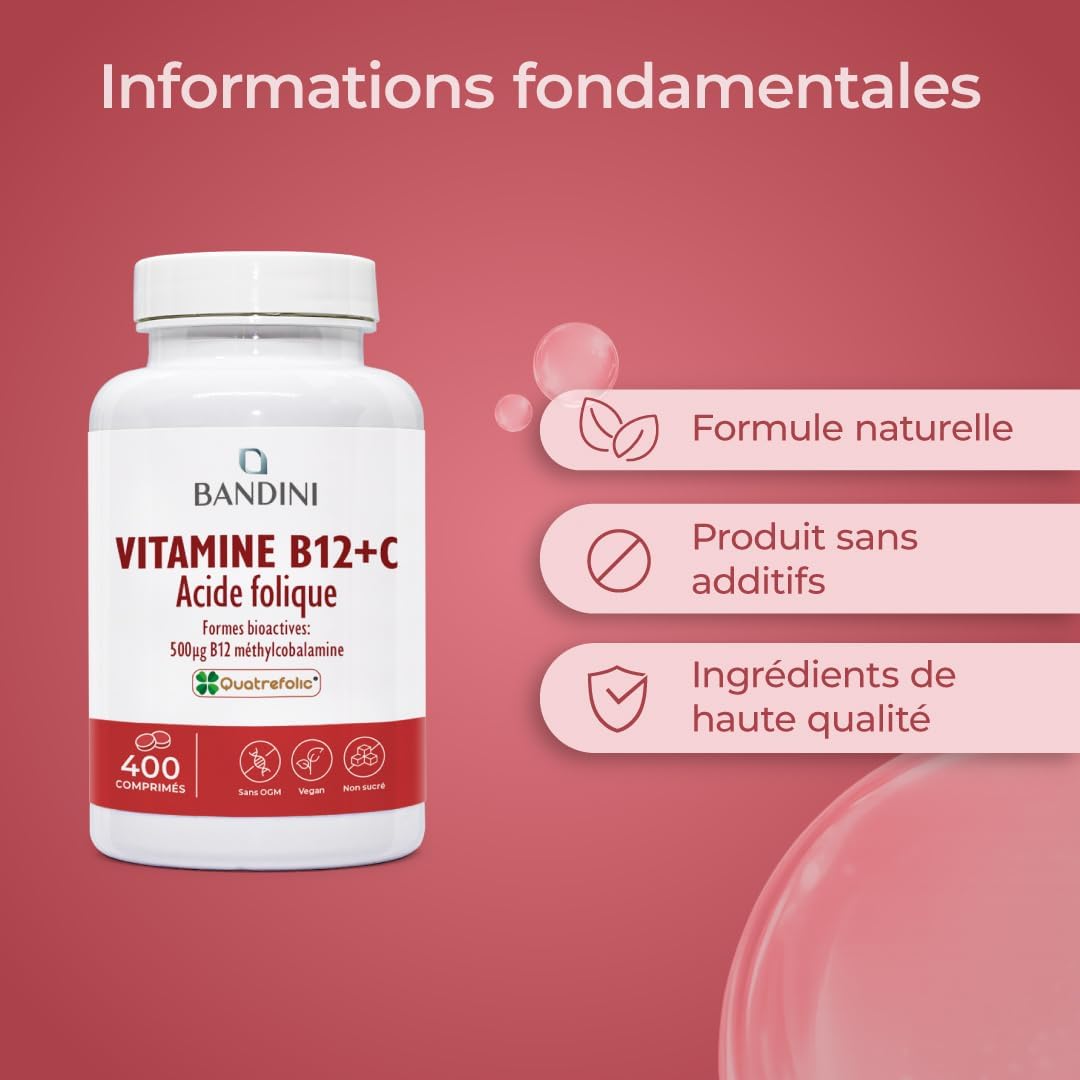 Bandini® Vitamin B12 + Folic Acid 400 Tablets | Iron Absorption - Image 7