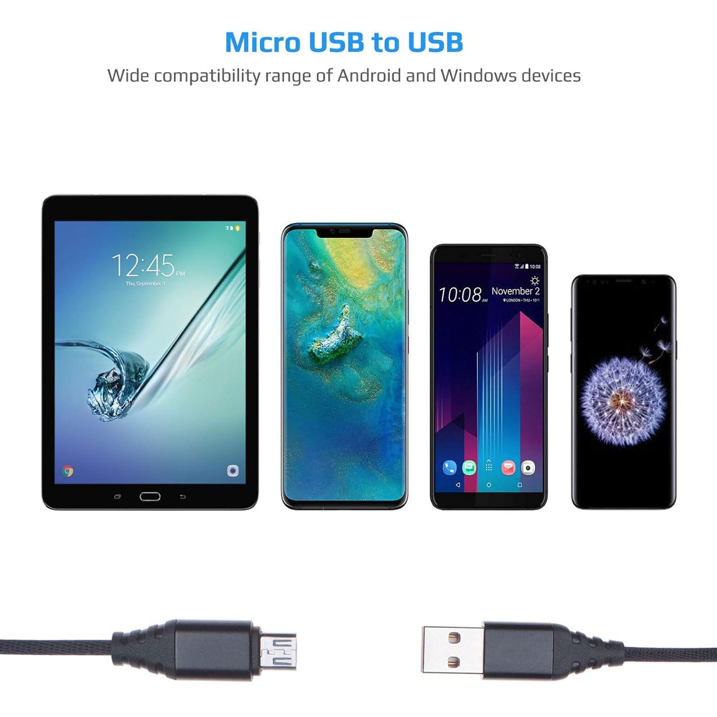 Micro USB Cable Charger Nylon Braided Fast Charge Compatible with KitSound Hive 2 / Bose SoundLink Mini/SoundLink Color, GOJI GBTB14, AVES Aqua, EasyAcc Mini/EasyAcc Energy Cube (1m) - Image 6