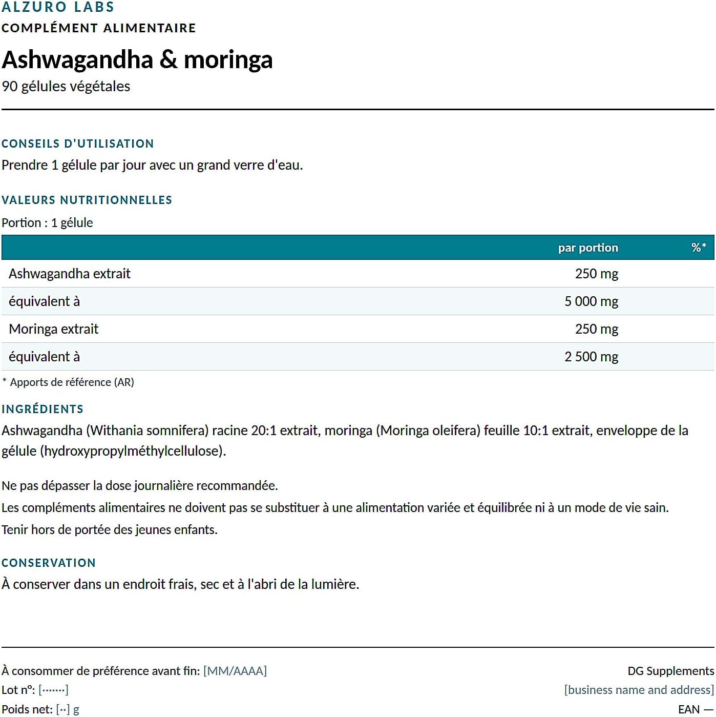 Alzuro Labs Ashwagandha & Moringa equivalent 7,500 mg | extracts 20:1 & 10:1 | 500 mg/day | 90 vegetable capsules | calm, energy & well-being | GMP & tested in third party laboratory - Image 9