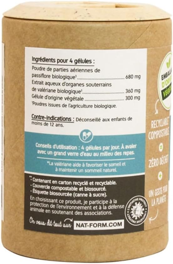 Nat & Form Eco-Friendly Passionflower Valerian Bio 120 capsules - Image 3