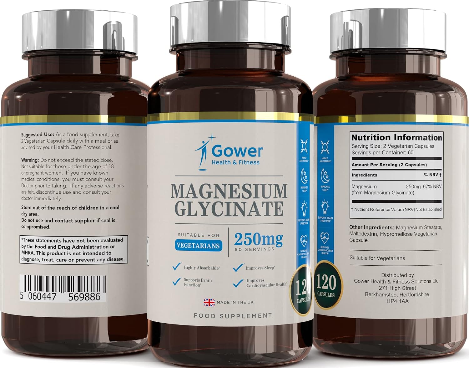 GH Magnesium Bisglycinate Supplement, 120 Capsules, 250mg Magnesium - Image 4