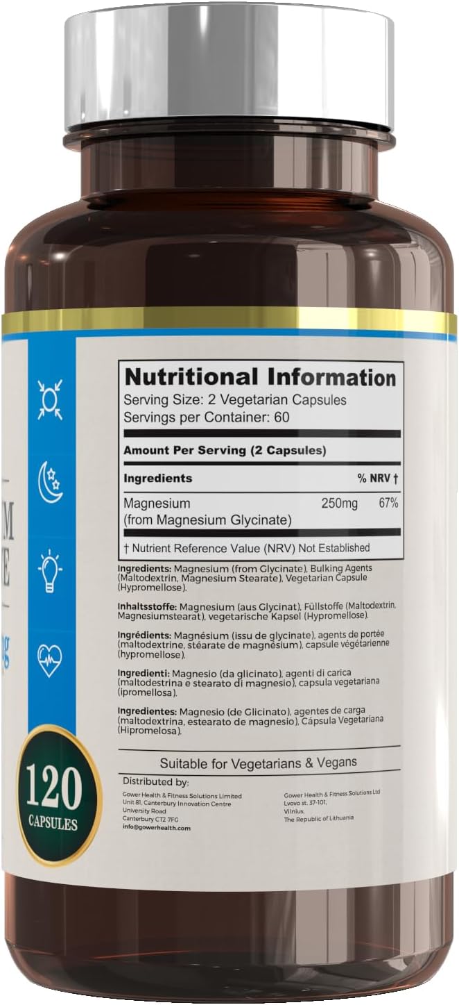 GH Magnesium Bisglycinate Supplement, 120 Capsules, 250mg Magnesium - Image 8