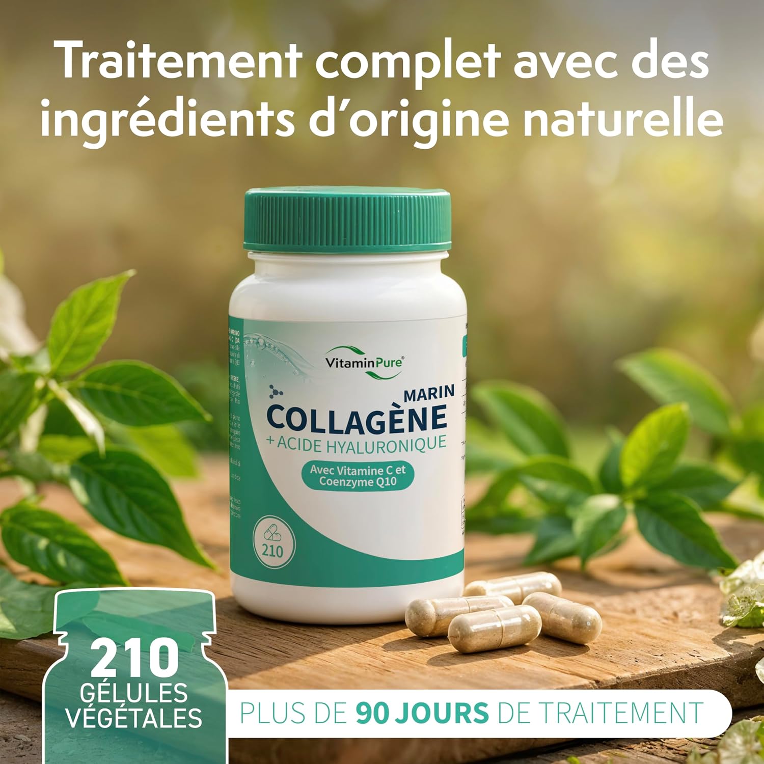 Marine Collagen with Hyaluronic Acid, 210 Capsules – Nutritional Supplement for Hair, Skin and Joints with Vitamin C and Coenzyme Q10 – VitaminPure - Image 5