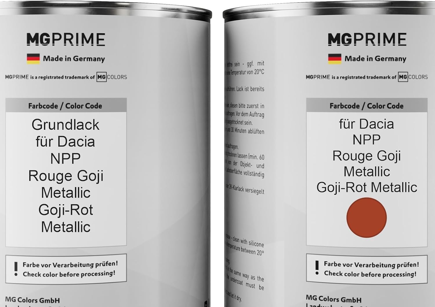 MG PRIME Pots de Peinture voiture pour Dacia NPP Rouge Goji Metallic 2,0L - Image 3