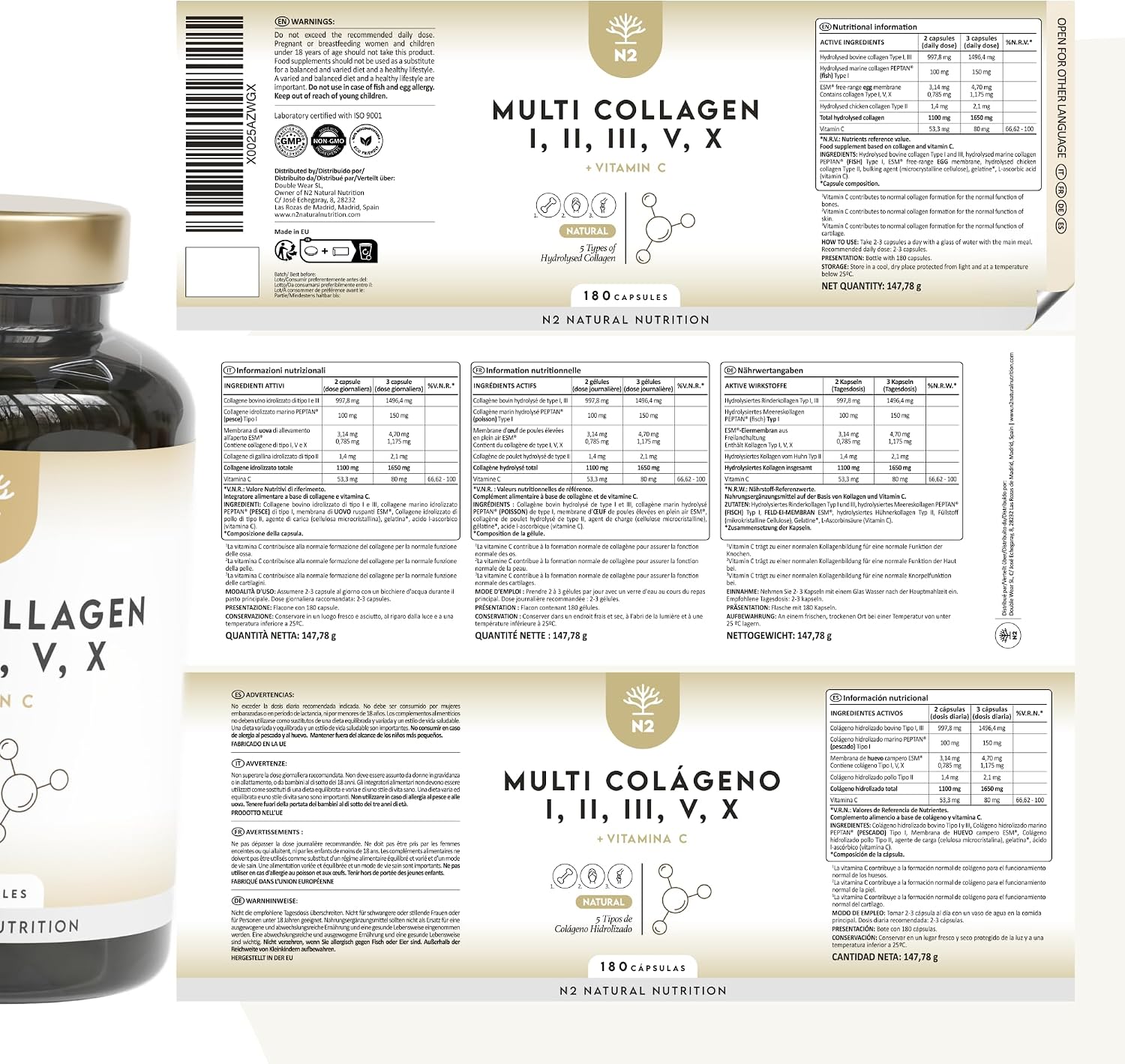 Vitamin D3 K2 5000 IU, Multi Collagen 1650 mg & Omega 3 2000 mg, 450 Capsules. N2 Natural Nutrition - Image 9