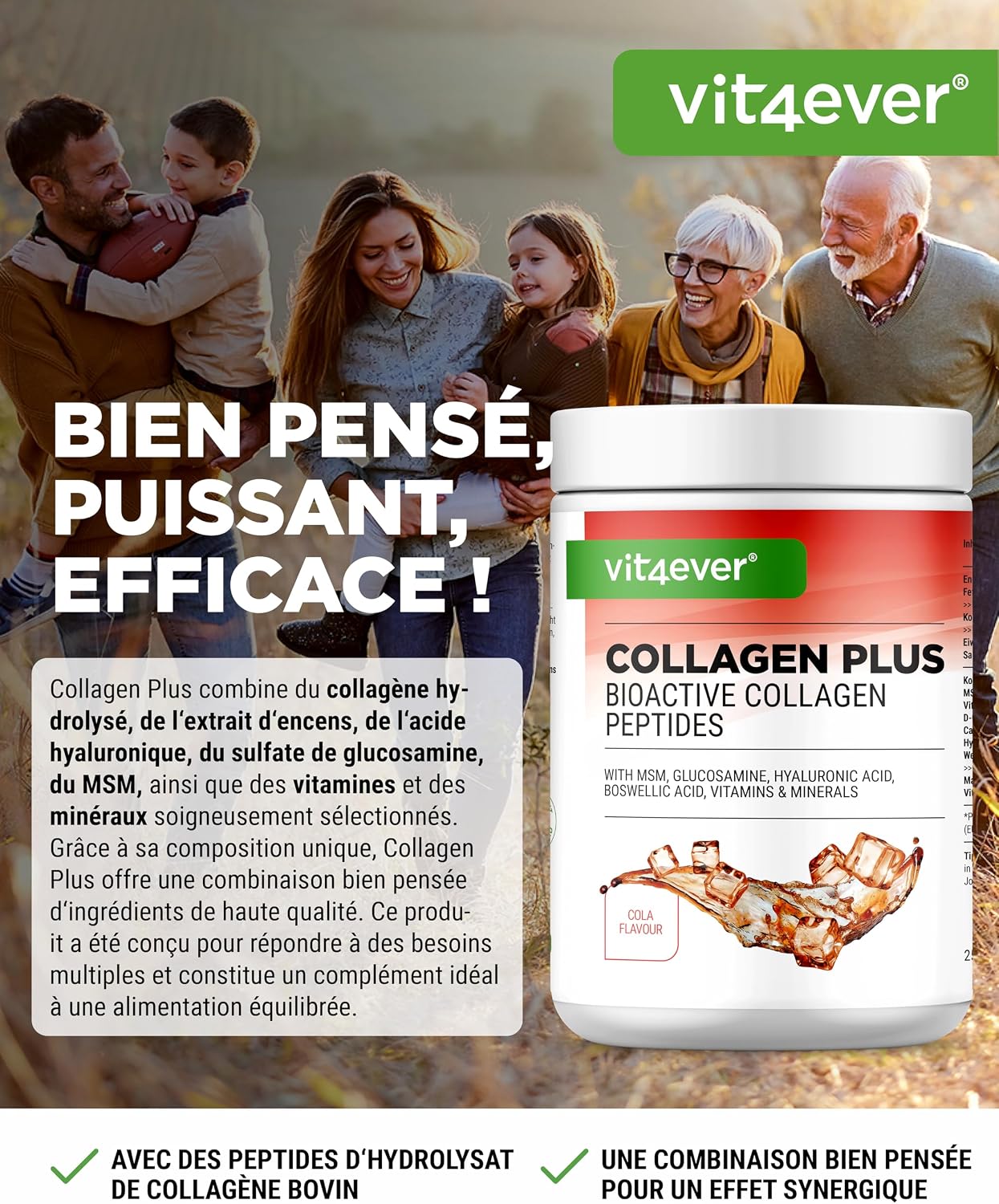 vit4ever Collagen Plus - 500 g powder - Cola taste - Image 3