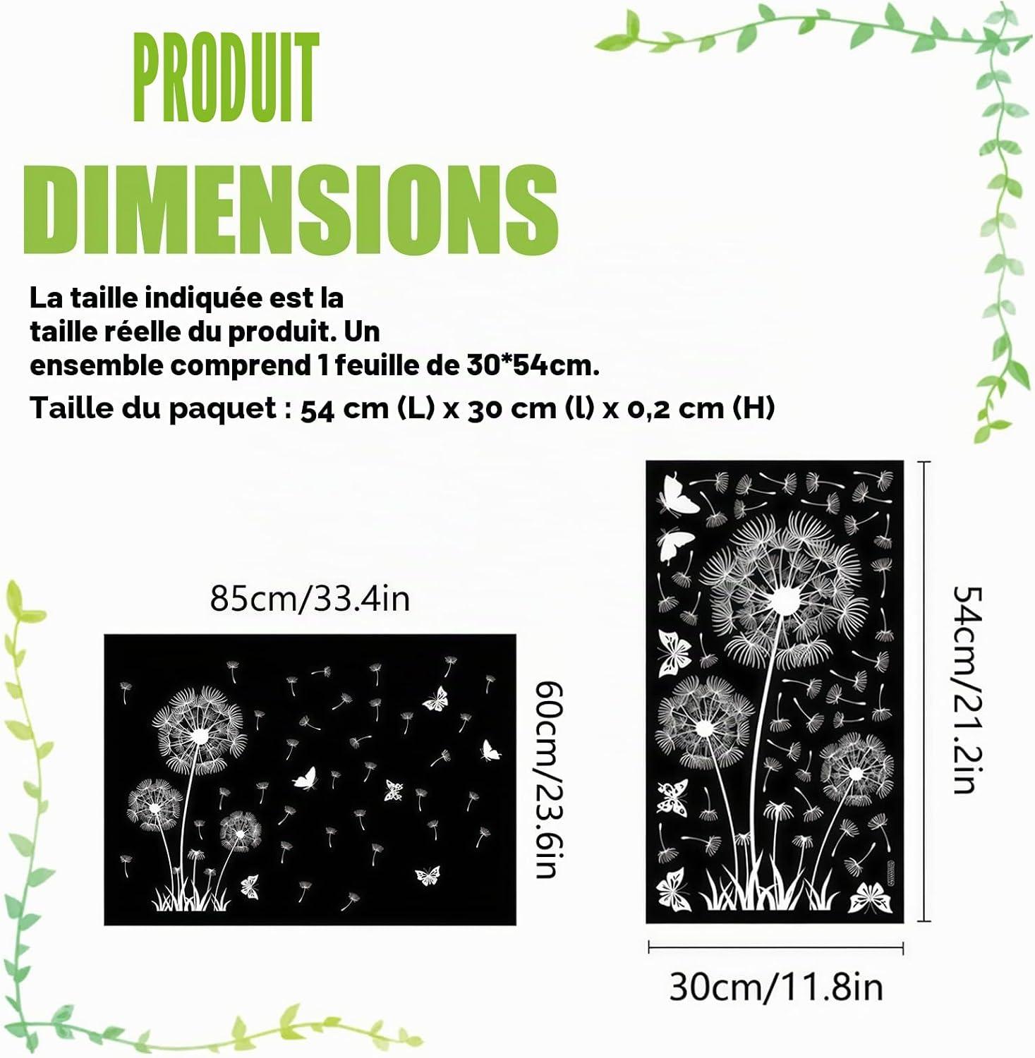 White Dandelion Window Stickers, Static Adhesion, Spring Summer Butterflies Window Stickers, Double Sided Anti-Collision Window Decoration for Living Room Bedroom Kitchen - Image 3