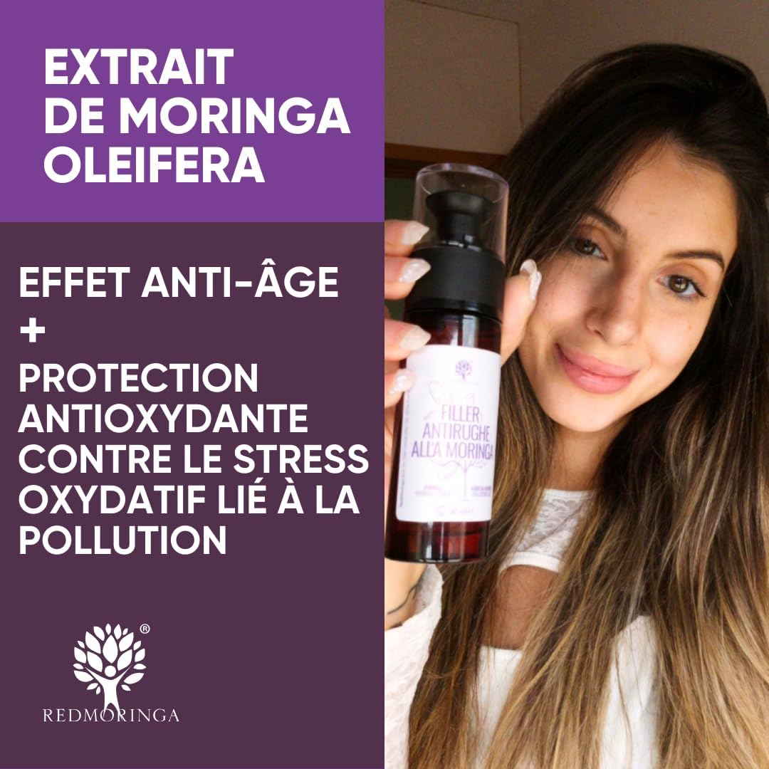 RedMoringa Anti-Wrinkle Filling Serum – 98% Natural – Pure Hyaluronic Acid and Moringa Face – 30 ml – Made in Italy - Image 4