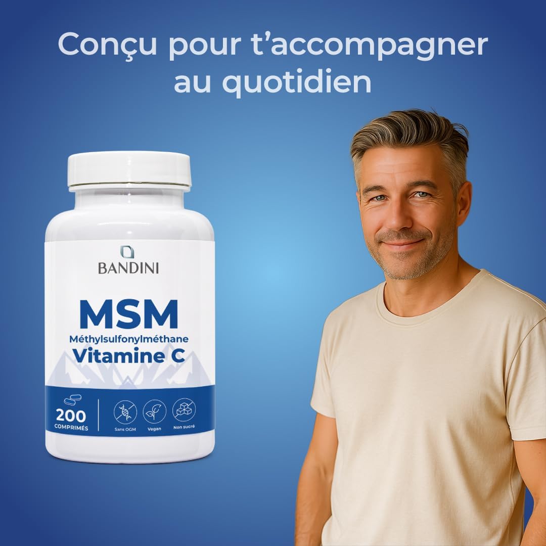 Bandini® MSM 2000mg Methylsulfonylmethane (Pure Sulphur MSM) + Vitamin C - Image 4
