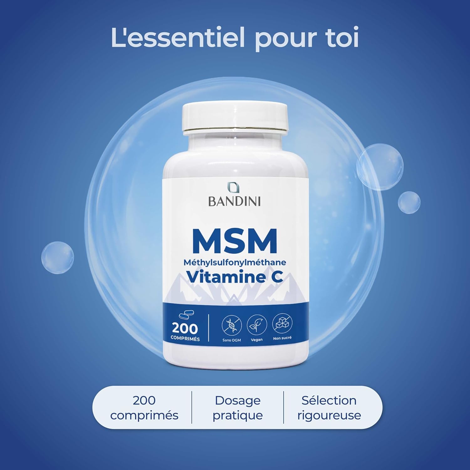 Bandini® MSM 2000mg Methylsulfonylmethane (Pure Sulphur MSM) + Vitamin C - Image 5