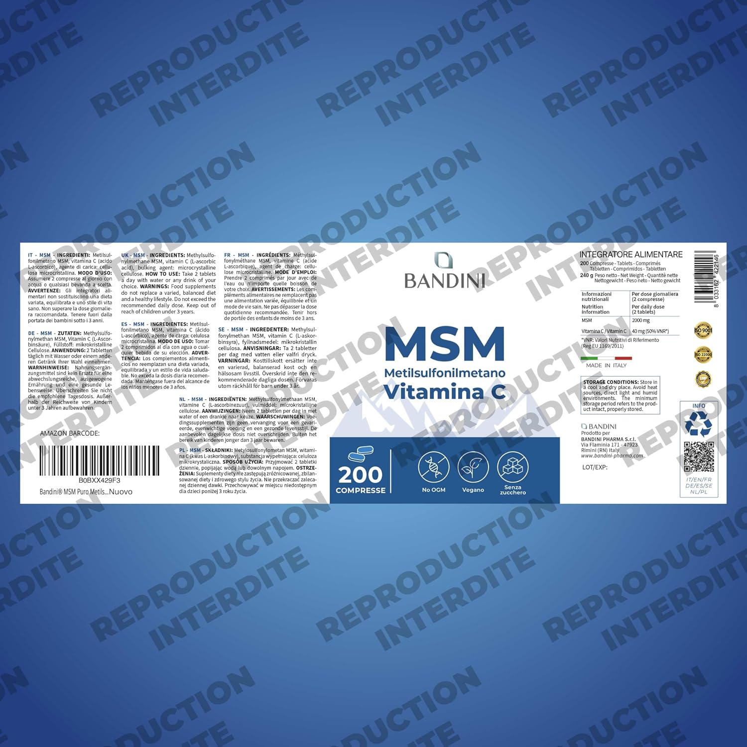 Bandini® MSM 2000mg Methylsulfonylmethane (Pure Sulphur MSM) + Vitamin C - Image 6