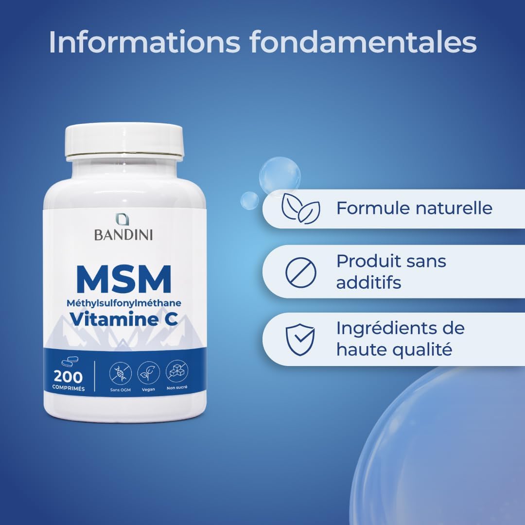 Bandini® MSM 2000mg Methylsulfonylmethane (Pure Sulphur MSM) + Vitamin C - Image 7