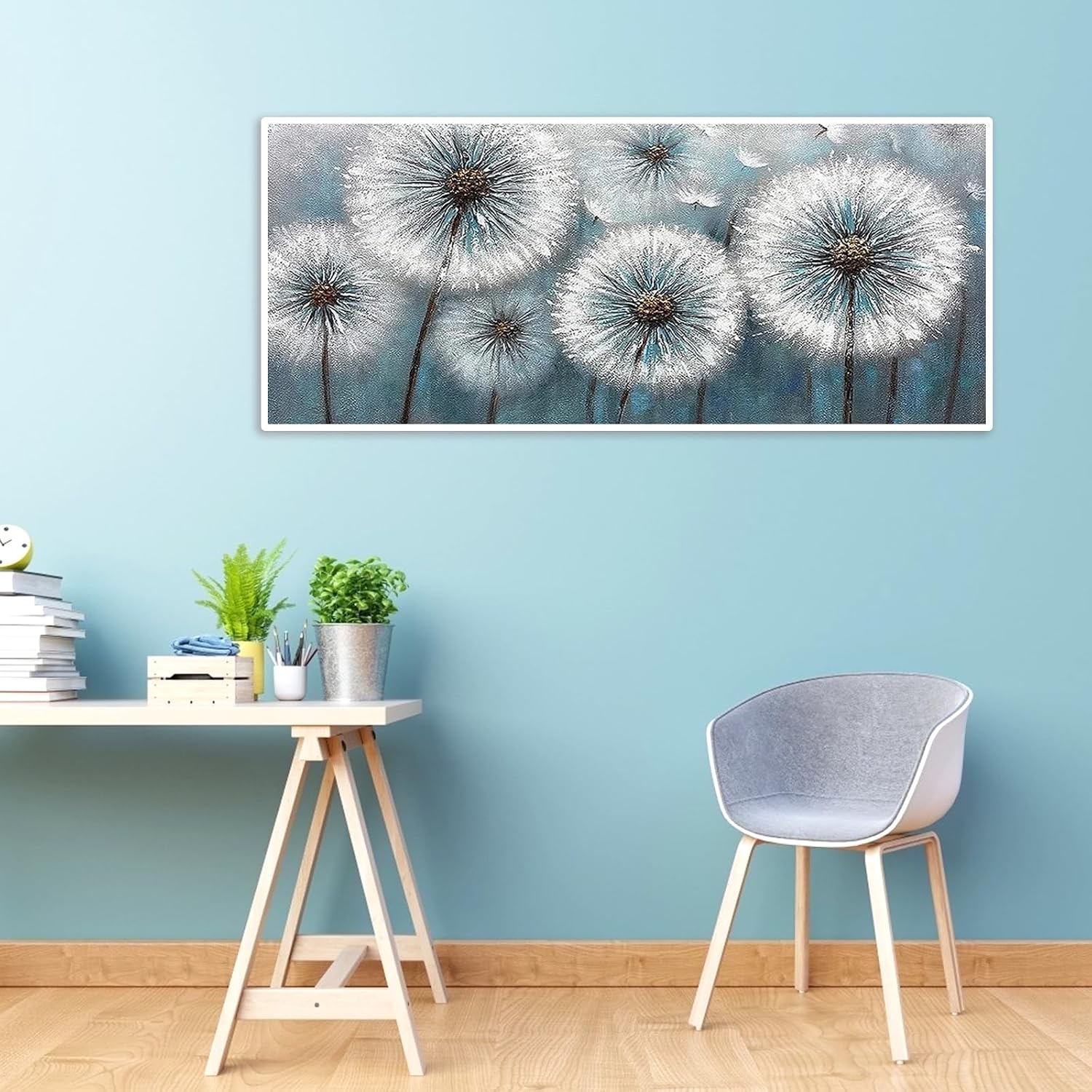 SHEGZHUC Diamond Painting Landscape Flower 110 x 50 cm Dandelion Paint by Numbers Black White Dandelion - Image 9