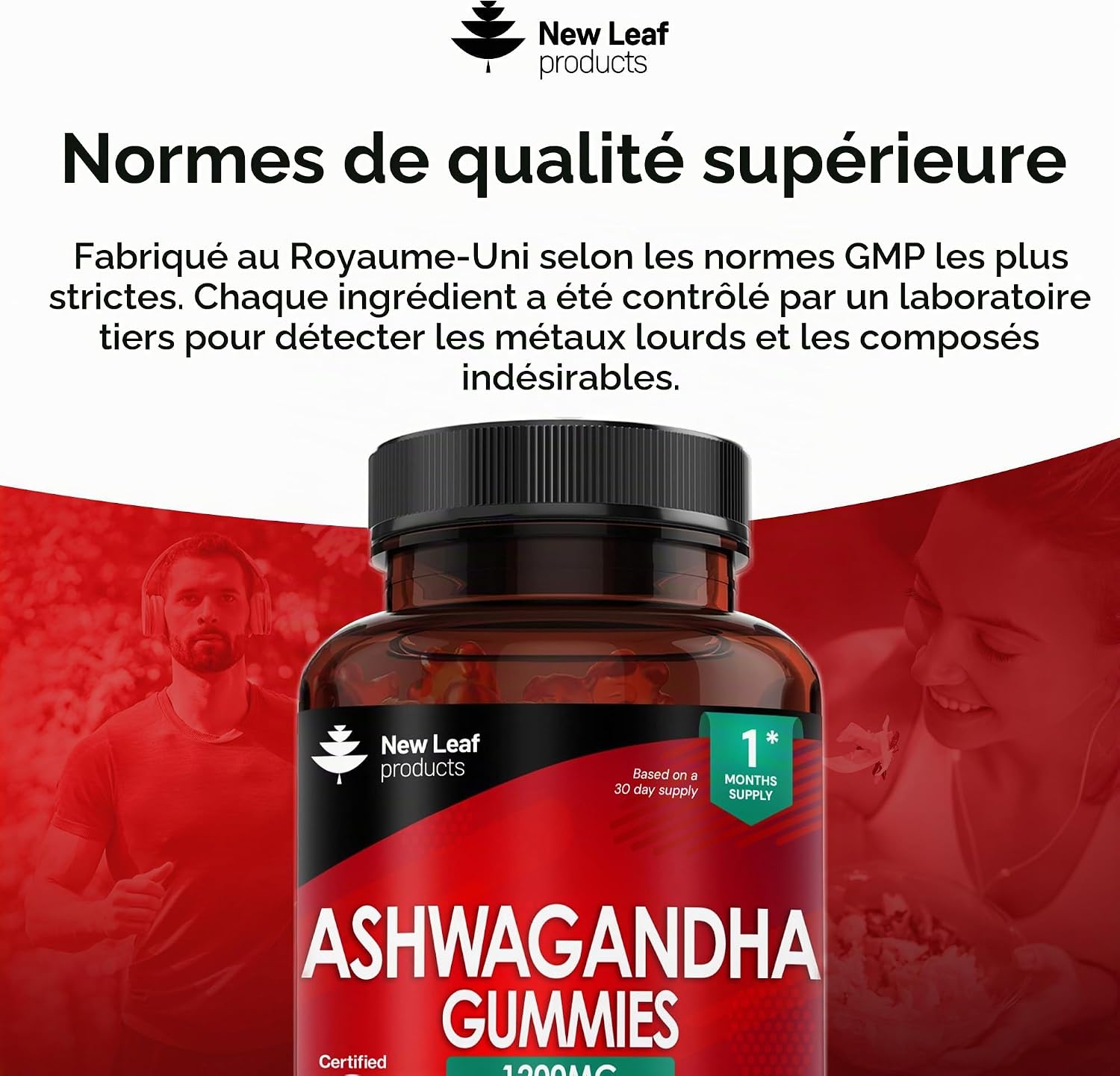 New Leaf Ashwagandha Gummies 1200 mg Pure Ashwagandha Root Extract Gummies with 5% Withanolides, Fruit Juice, No Artificial Colorants or Flavours, Vegan, Gluten Free, 60 Units - Image 6