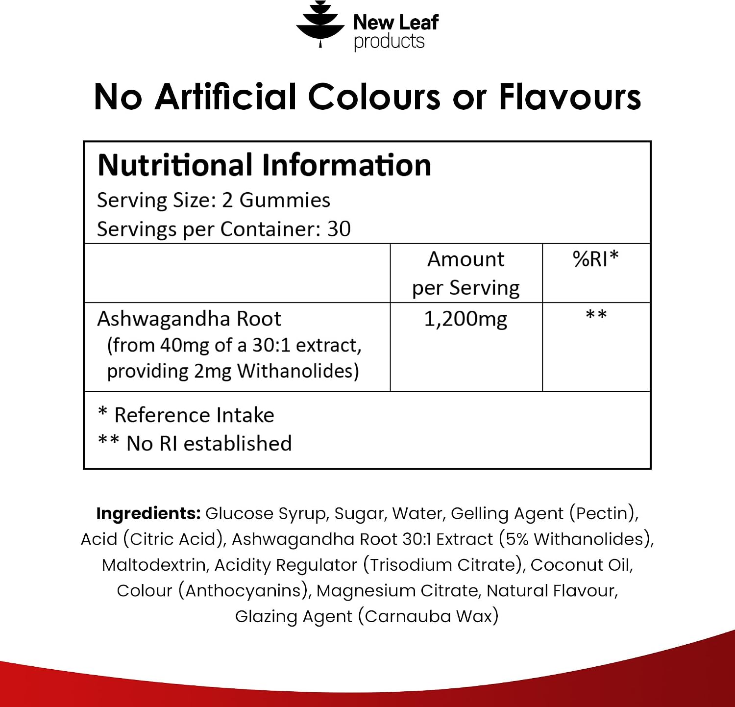 New Leaf Ashwagandha Gummies 1200 mg Pure Ashwagandha Root Extract Gummies with 5% Withanolides, Fruit Juice, No Artificial Colorants or Flavours, Vegan, Gluten Free, 60 Units - Image 7