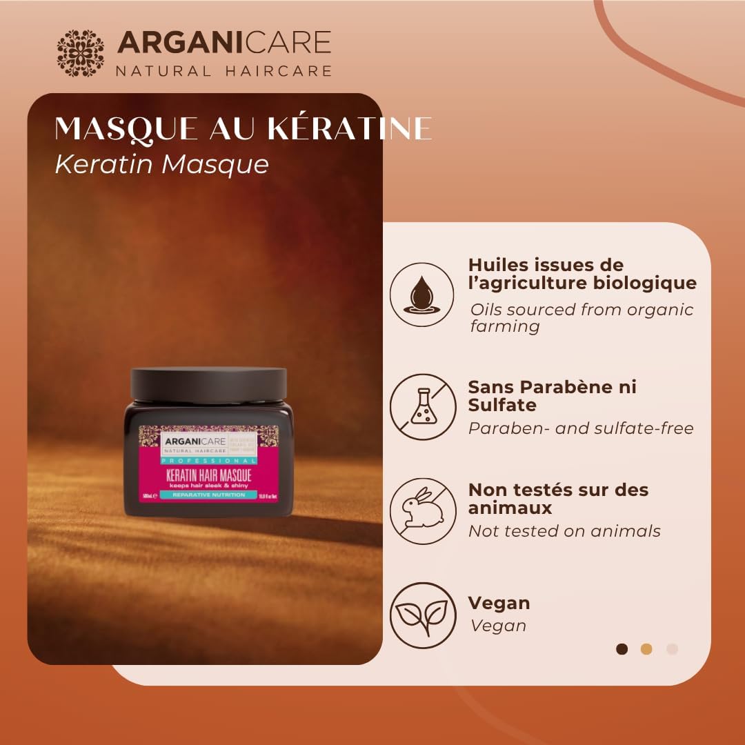 Keratin & Argan Oil Repair Mask 500 ml – Intensive Care for Dry and Damaged Hair, Repair and Smoothing, Anti-Breakage, Thermal Protection, Ideal Post-Straightening - Image 3