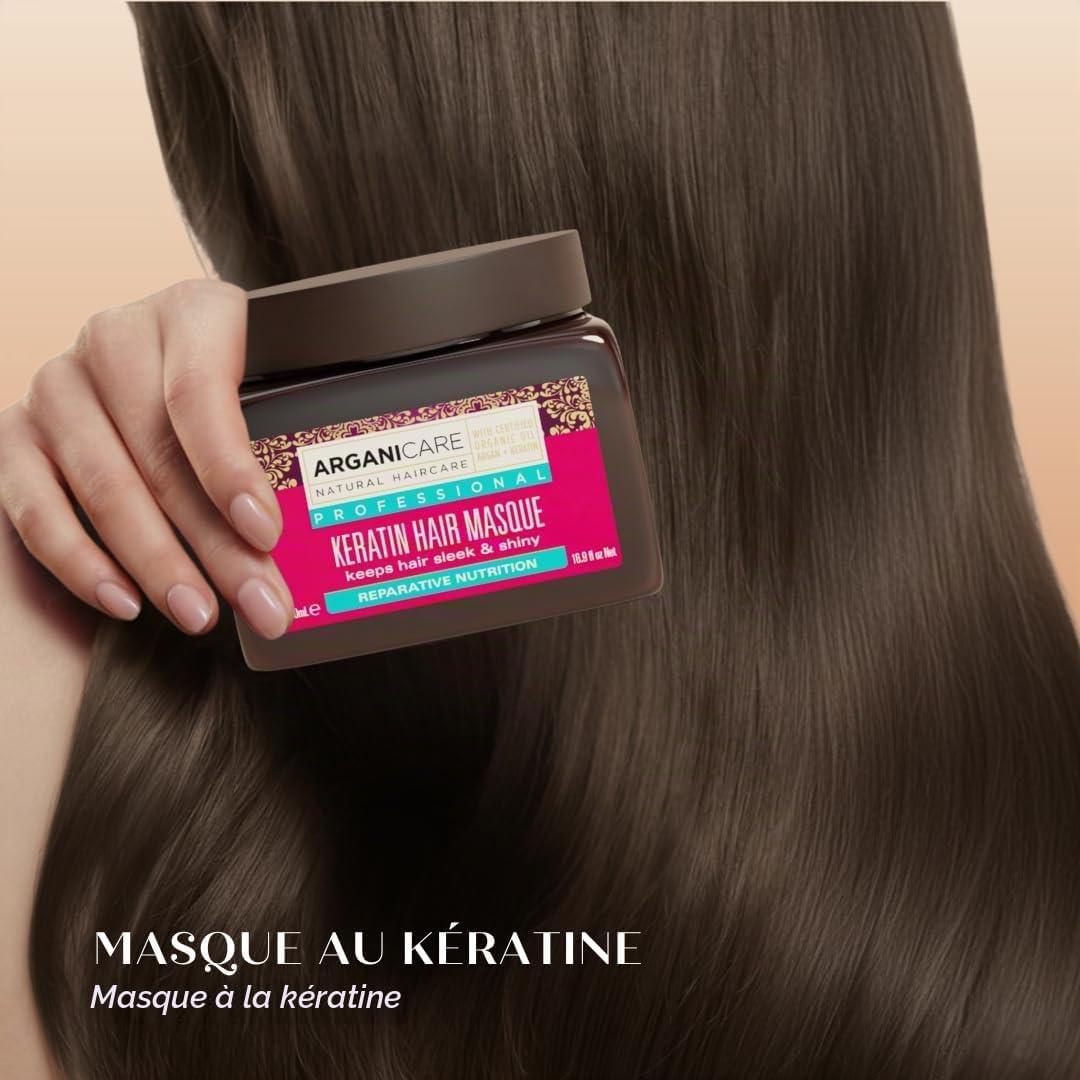Keratin & Argan Oil Repair Mask 500 ml – Intensive Care for Dry and Damaged Hair, Repair and Smoothing, Anti-Breakage, Thermal Protection, Ideal Post-Straightening - Image 6