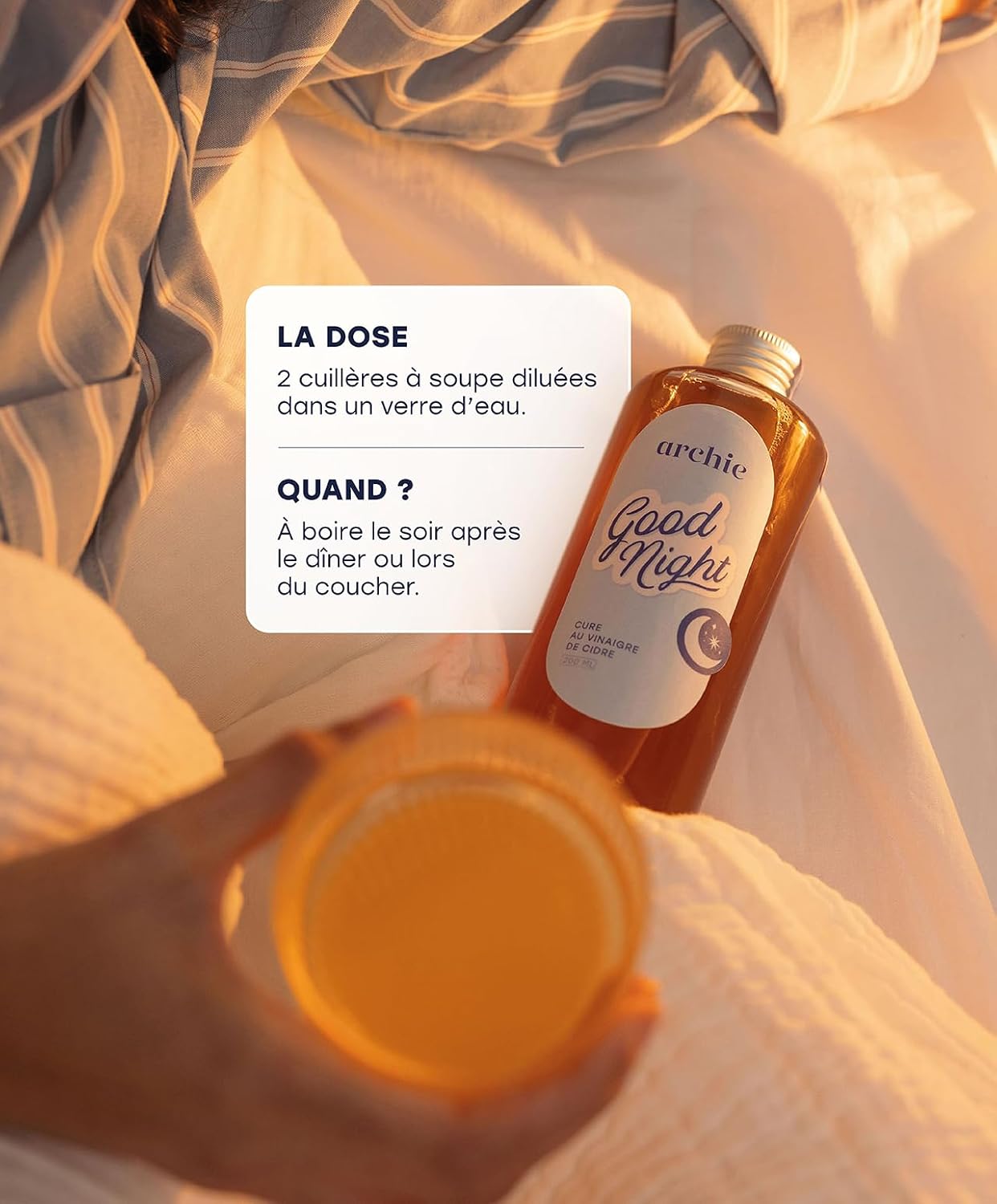 Archie, Cure Good Night, Apple cider vinegar - Melatonine, Melisse, Passiflore. Sleep, Digestion, Stress, Serenity. Made in France. 20 days cure. - Image 5