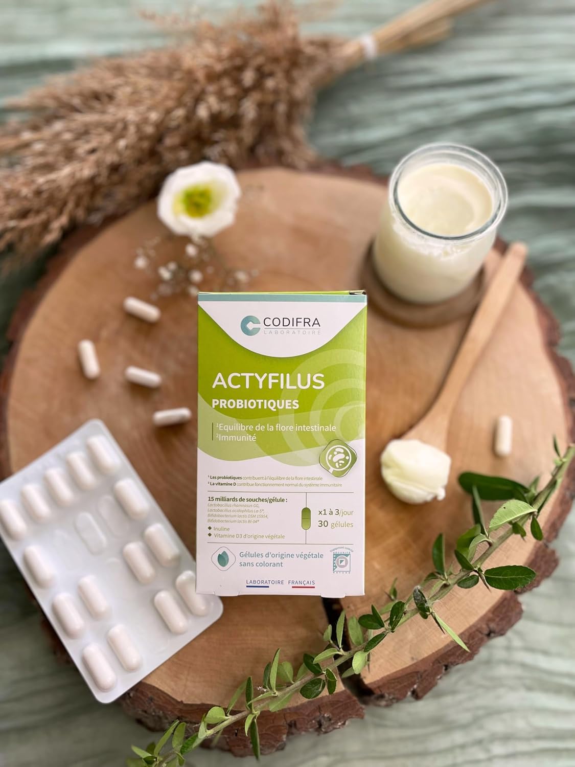 Codifra - Actyfilus, Immunity and Intestinal Flora Dietary Supplement - 4 Strains of Probiotics + Inulin + Vitamin D3-15 Billion CFUs per Capsule - Made in France - 30 Capsules - Image 5