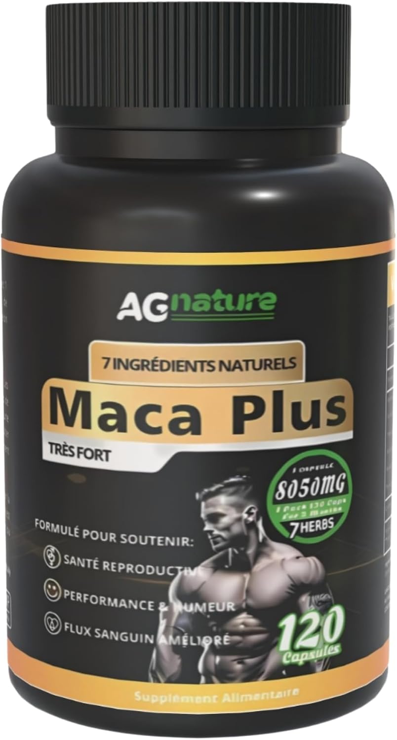 AG nature Extra Strength Peruvian Black Maca 8050mg 120 Capsules - High Dose Complex of Ashwagandha, Ginseng, Tribulus Terrestris and Shilajit Pure - Image 2