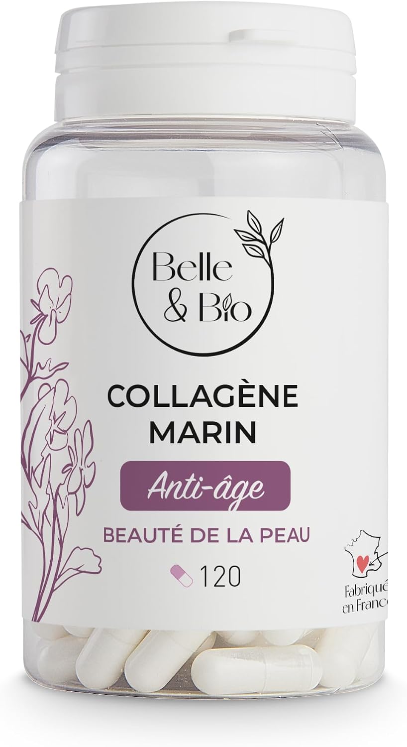 ANTI-AGING & SKIN TONICITY - Marine Collagen 90% active proteins - Vitamins C and E and Selenium - 120 capsules - 1 month cure - Belle & Bio Food Supplement - Made in France - Image 2