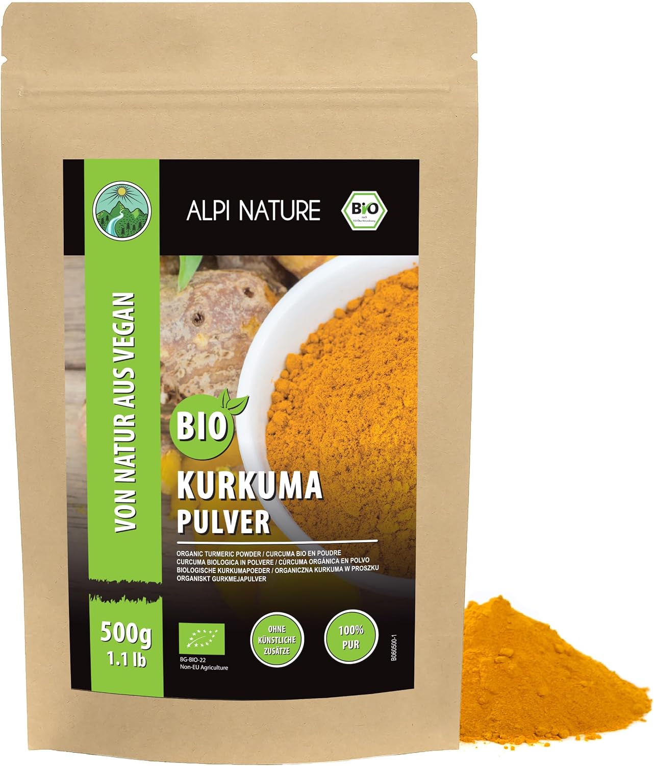 Alpi Nature Turmeric Root Organic Powder 500g, Ground Turmeric Root Powder for Kitchen - Image 2