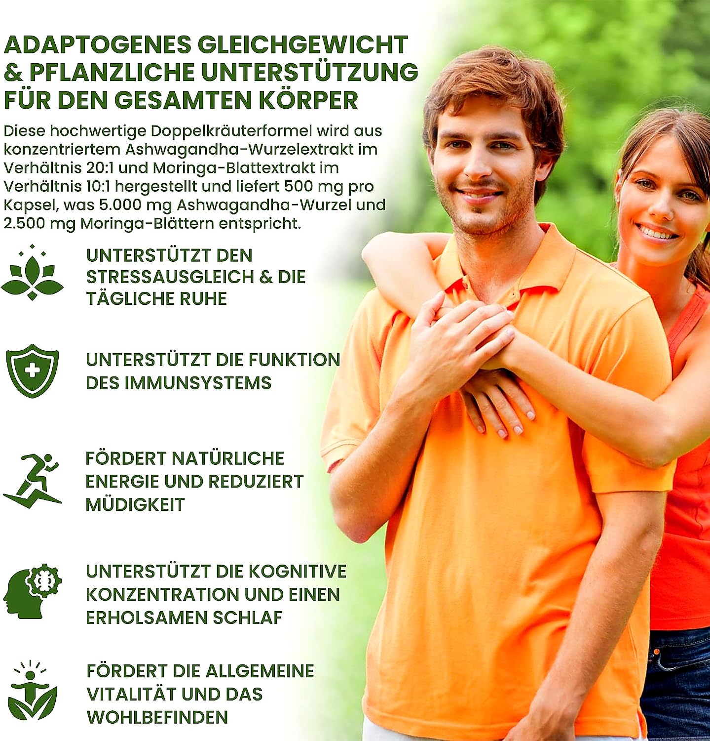Alzuro Labs Ashwagandha & Moringa equivalent 7,500 mg | extracts 20:1 & 10:1 | 500 mg/day | 90 vegetable capsules | calm, energy & well-being | GMP & tested in third party laboratory - Image 2