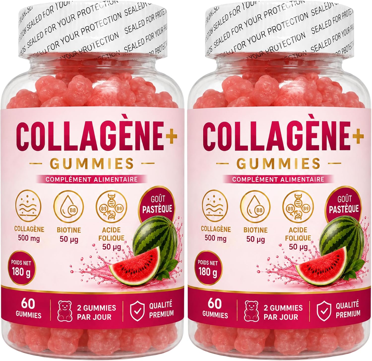 Beaurepaire Wellness Gummies Collagen + Watermelon Flavour 60 Erasers - Image 2
