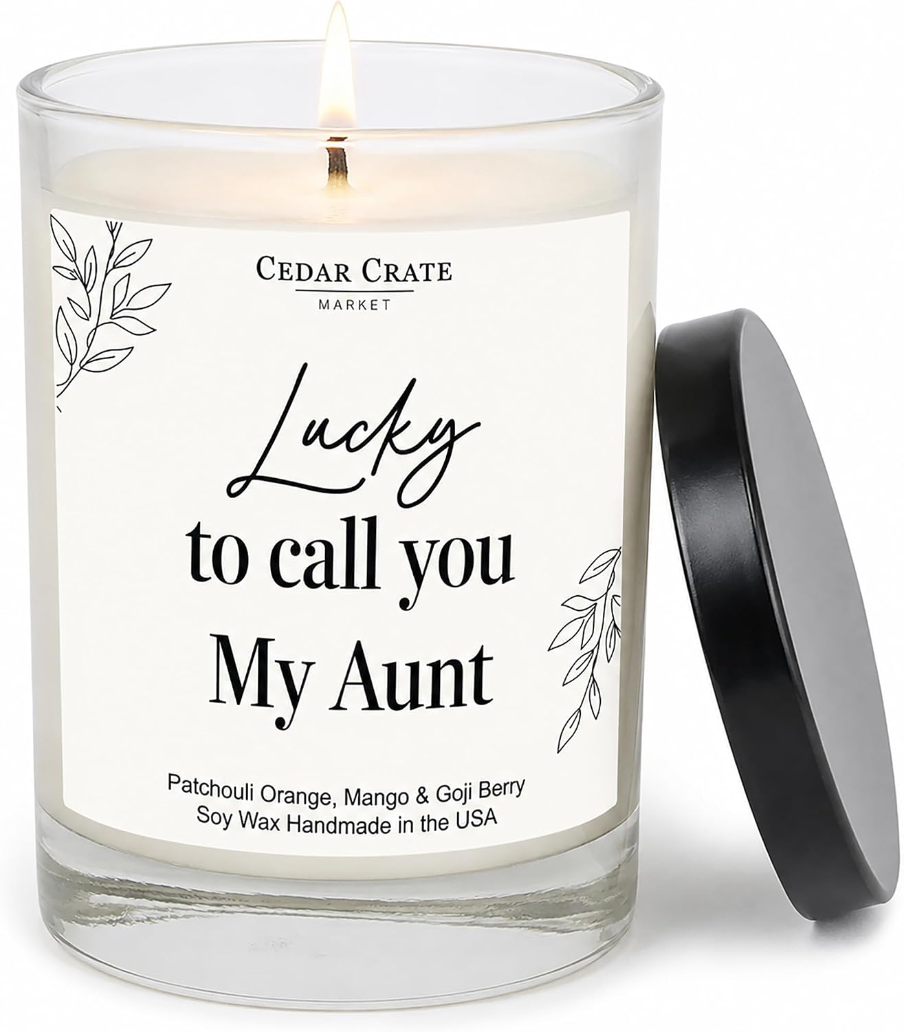Bougie de soja « Lucky to Call You My Aunt » de la part d'un neveu, de Noël – Bougie de soja orange patchouli, mangue et baie de Goji, 382,7 g - Image 2