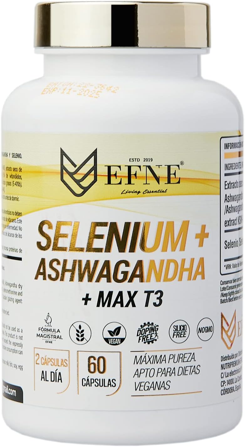 EFNE | Selenium + Ashwagandha KSM-66 + MAX T3 | Thyroid Gland & Heavy Metals | Ashwagandha KSM-66 Main Formula 400mg + 100mcg Selenium | 60 Capsules 100% Vegan - Image 2