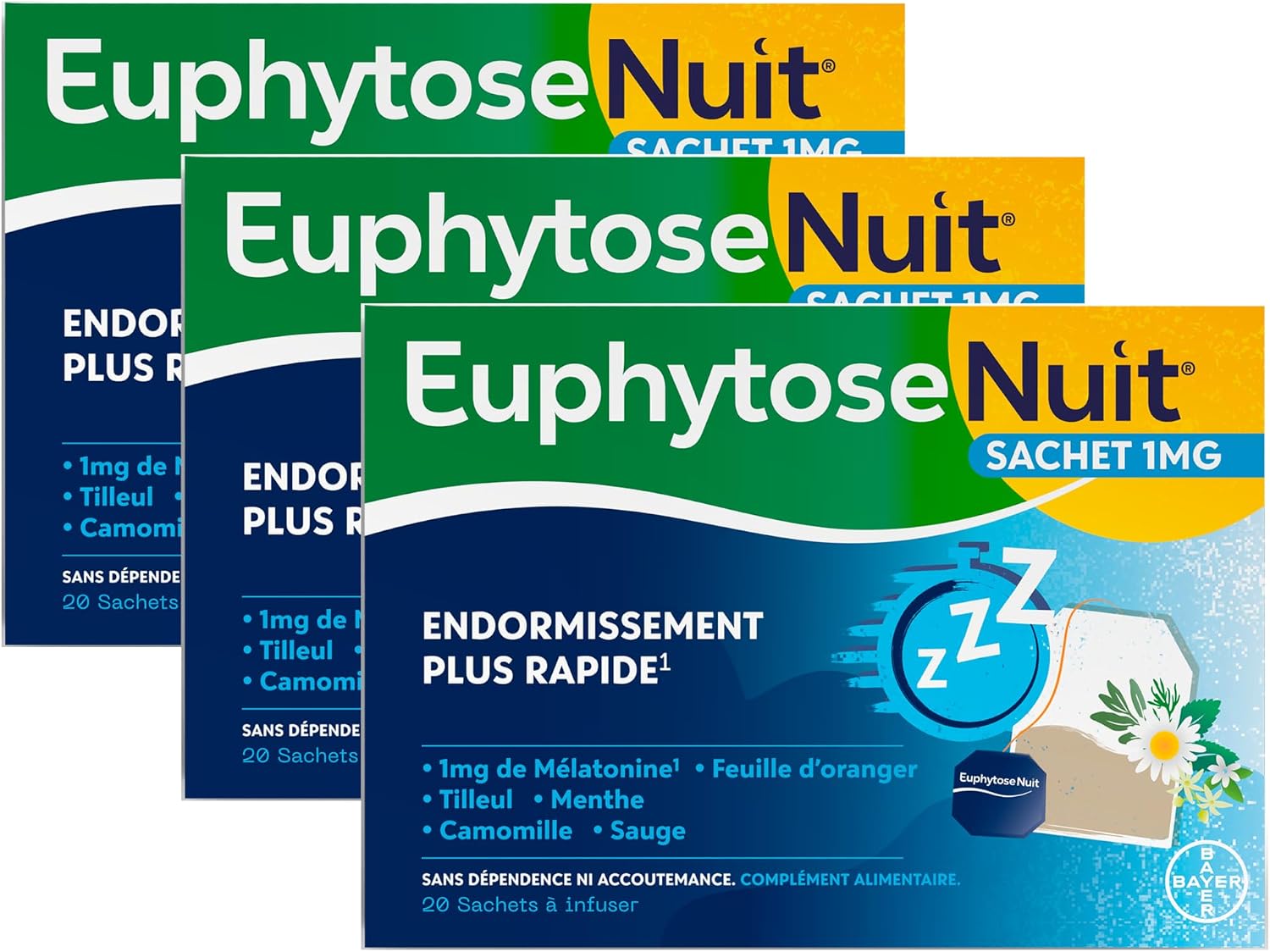EuphytoseNuit Melatonin Sachets 1mg Adult Sleep 3x20 - Image 2