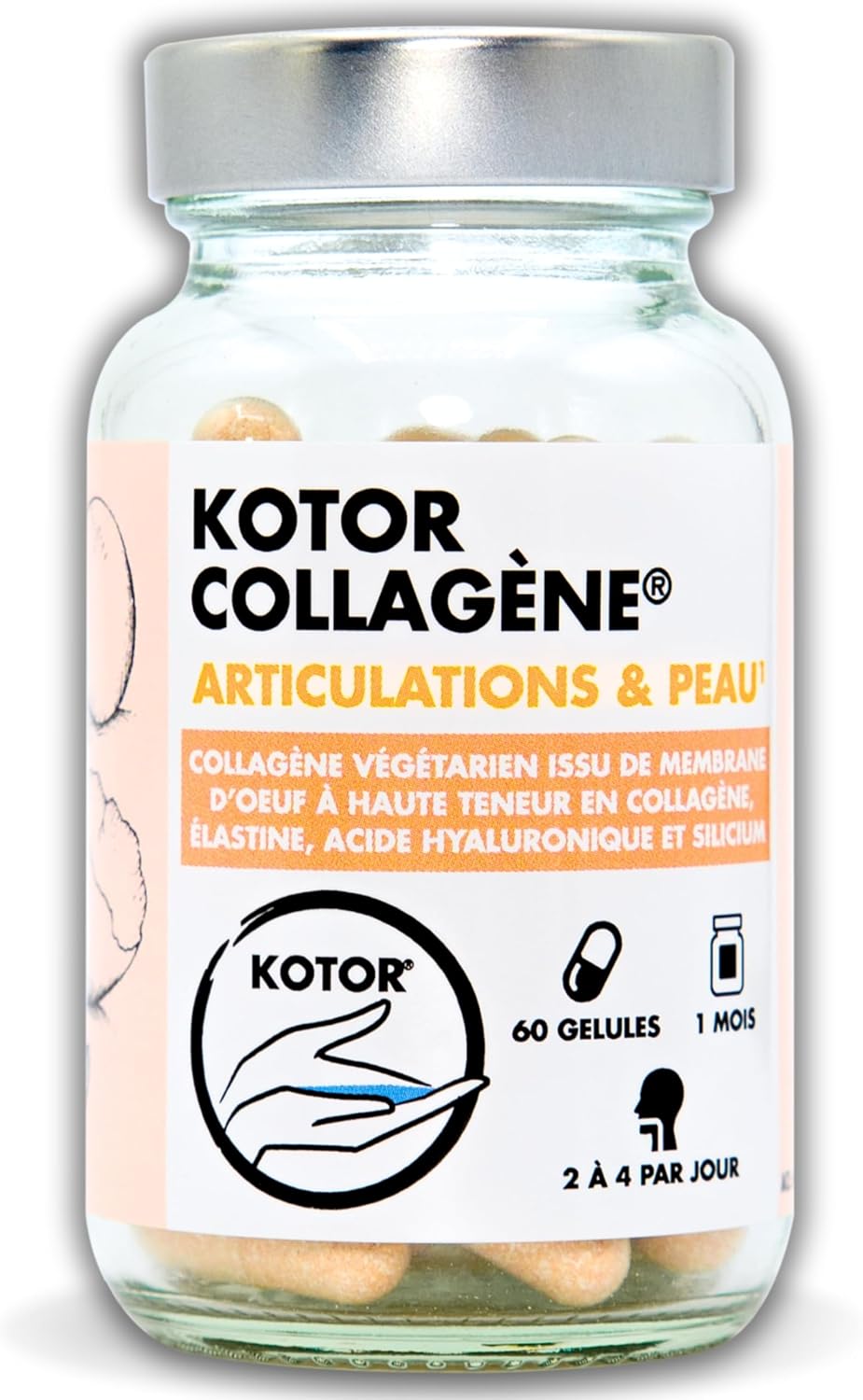 FRENCH & NATURAL COLLAGEN | Collagen-Rich Egg Membrane Type I, V, X + Hyaluronic Acid, Elastin, Silicon and Vitamin C | Skin, Joints, Hair & Nails | 60 Capsules | 1 Month - Image 2