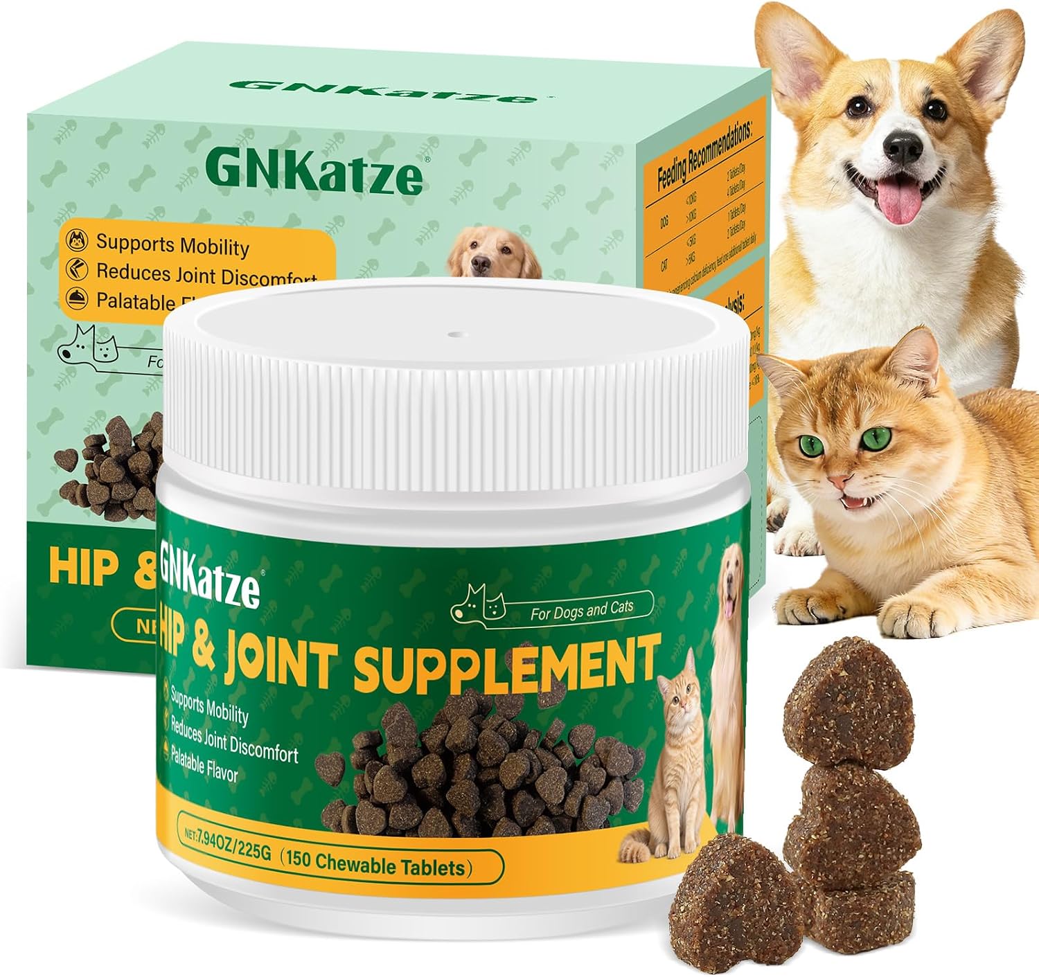 Joint & Hip Supplement for Dogs and Cats (150 Chewable Tablets) Glucosamine, Chondroitin & MSM-Supports Joint Health - All Breeds and Sizes - Image 2