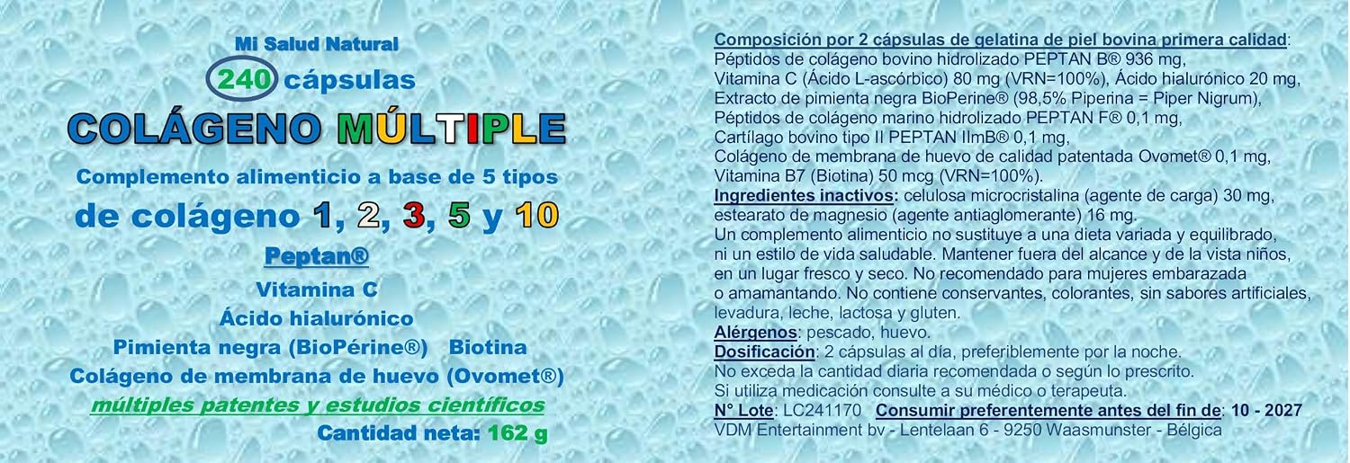 MULTI COLLAGEN PEPTAN Patented Collagen, 240 Capsules - Image 2