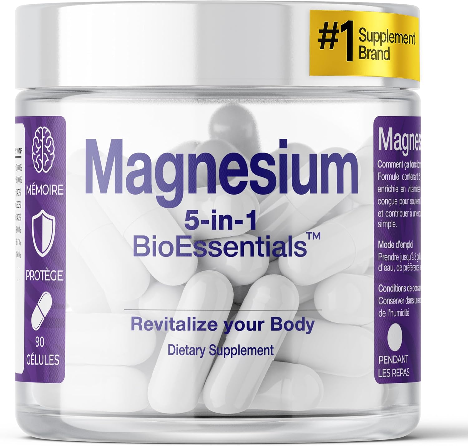 Magnesium – High Bioavailability Complex – Complex 5 Forms 1950mg Per Dose – Muscle & Nerve Functions – Bisglycinate & L-Threonate + Citrate Malate – 90 Vegetable Capsules - Image 2