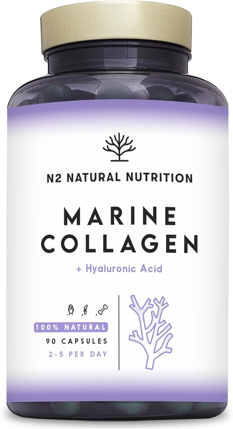 Marine Collagen & Hyaluronic Acid | Vitamin C | Magnesium | Anti Wrinkle | Anti Aging | Helps with Joints, Bones, Skin and Hair | Collagen Hydrolysate PEPTAN | EU | 90 Capsules | N2 Natural Nutrition… - Image 2