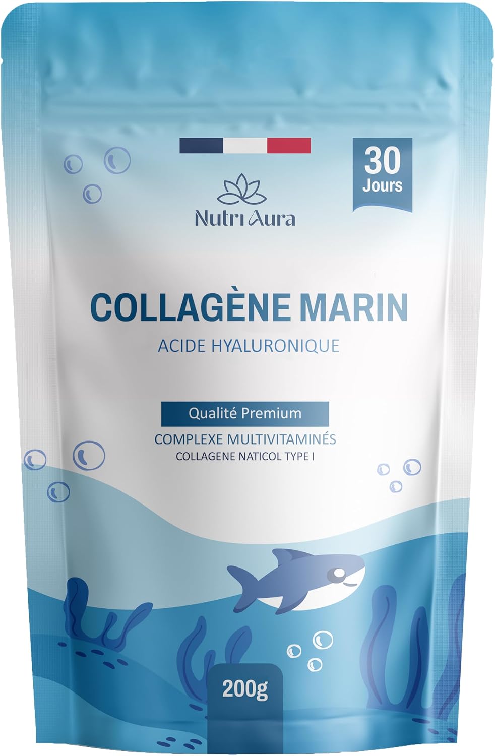 Marine Collagen Powder Type 1 + Hyaluronic Acid, Glycine, Silicon, Vitamins C - Skin & Joints - 5000mg Hydrolyzed Collagen to 2000 Da - Peptides - Neutral Taste - Made in France - Image 2