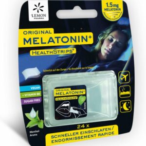 Melatonine+ Strips – Dietary Supplement for Sleep and Sleep – Feuillètes – 1.5 mg Melatonin + Vitamin B6 – Sugar Free – Vegan