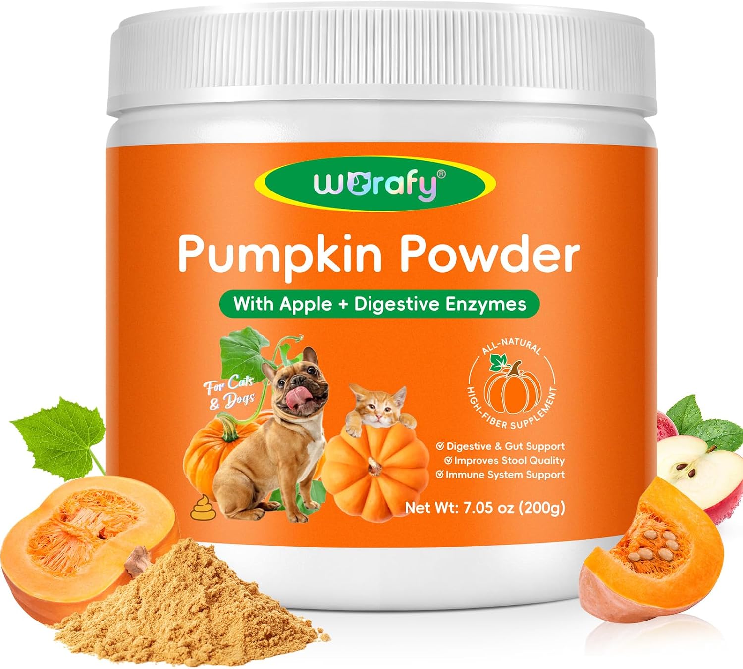Pumpkin Powder for Dogs & Cats 200g - Pumpkin Puree Powder | Dual Action Fiber + Enzymes | Gut Health & Healthy Stool Support - Image 2