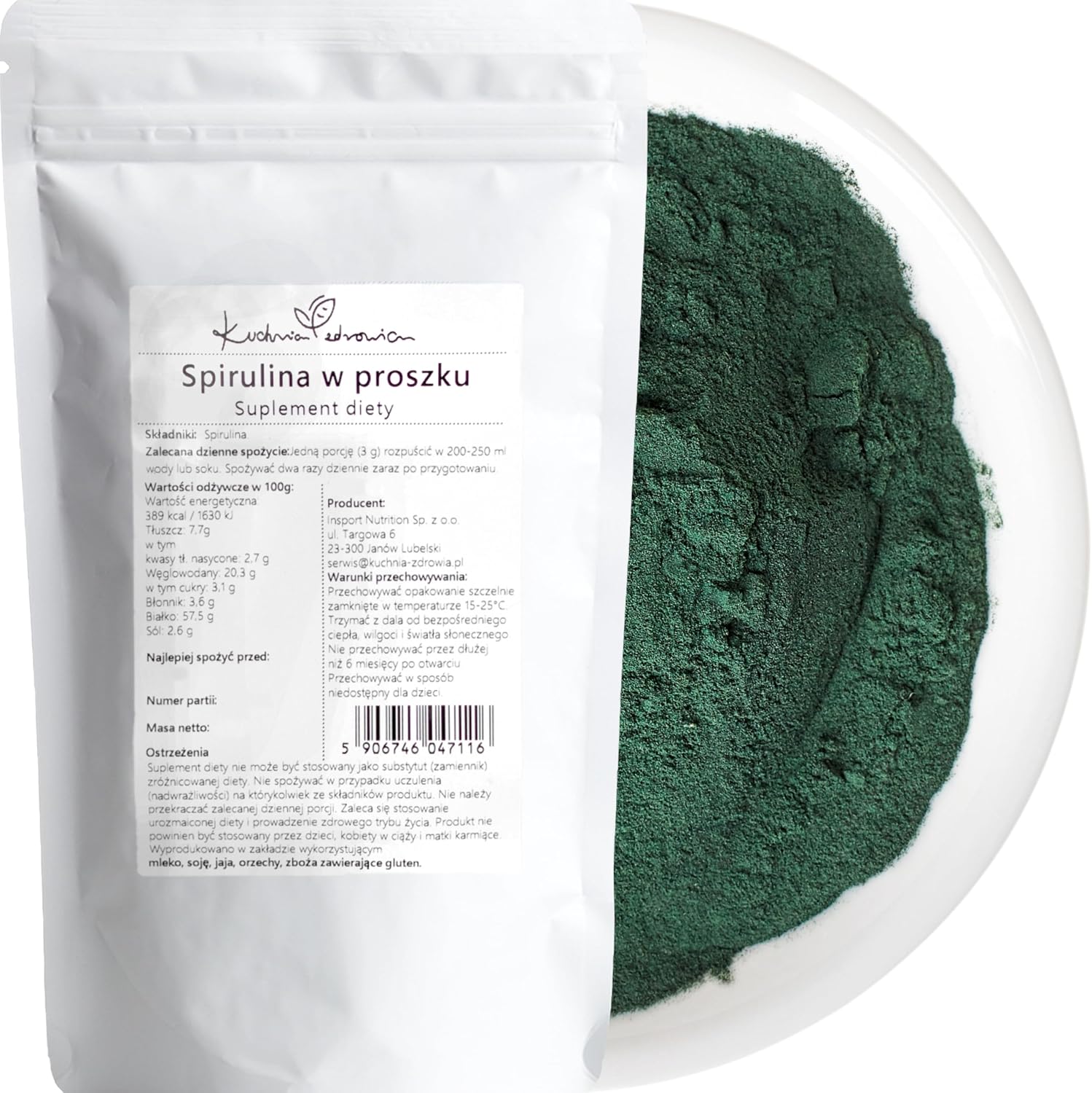 Spirulina Powder 250g - Natural Food Supplement, Rich In Protein, Ideal For Smoothies, Juices, Bowls And Vegan Recipes, Kuchnia Zdrowia - Image 2
