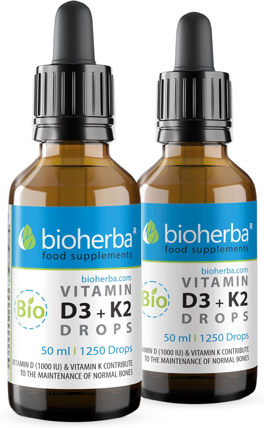 Vitamin D3+K2 Drops - High Content Formula with MK-7 & MCT Oil | 50ml (1250 Drops) by Bioherba (2) - Image 2