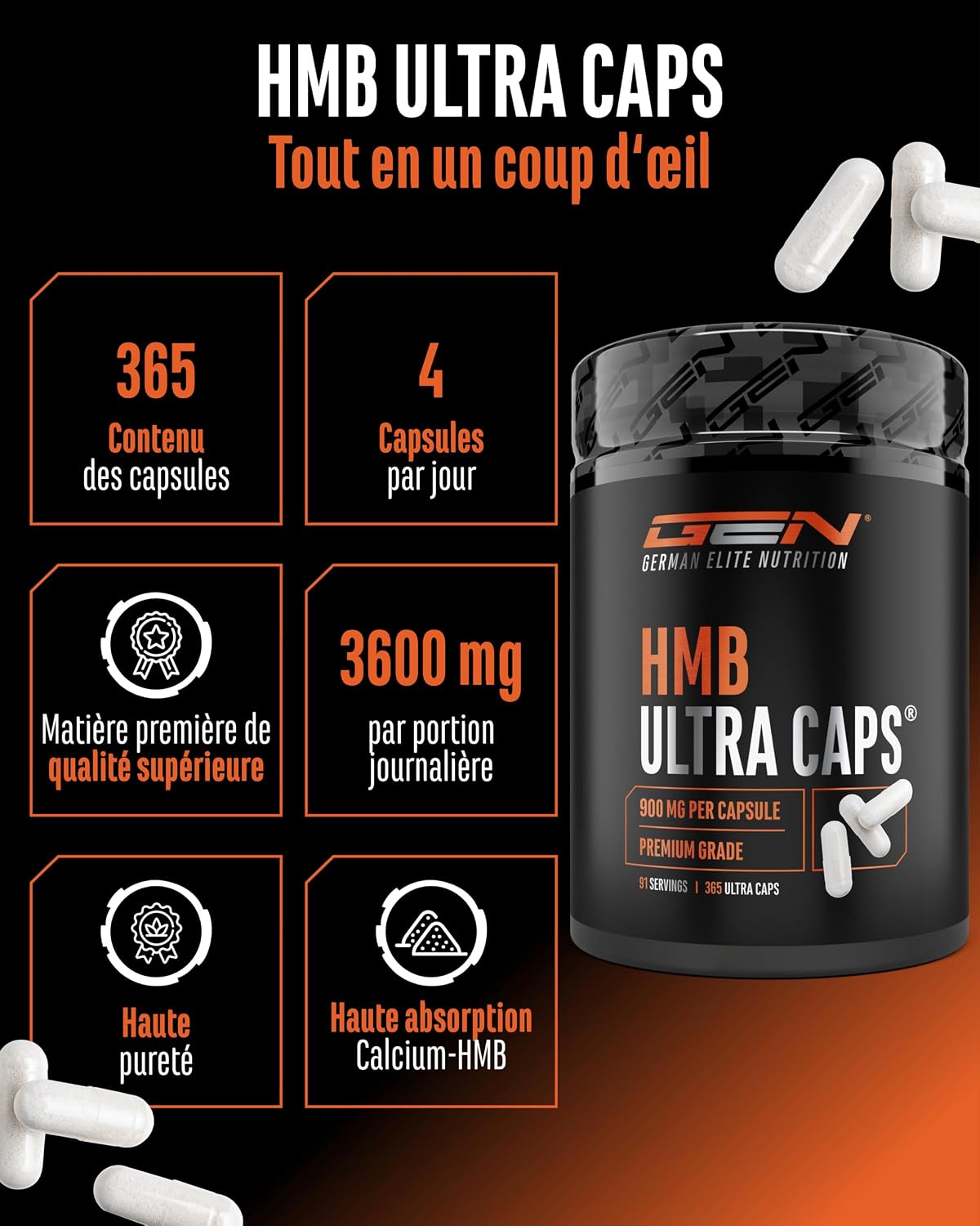 Gen German Elite Nutrition HMB Ultra Caps - 365 Capsules - Image 3