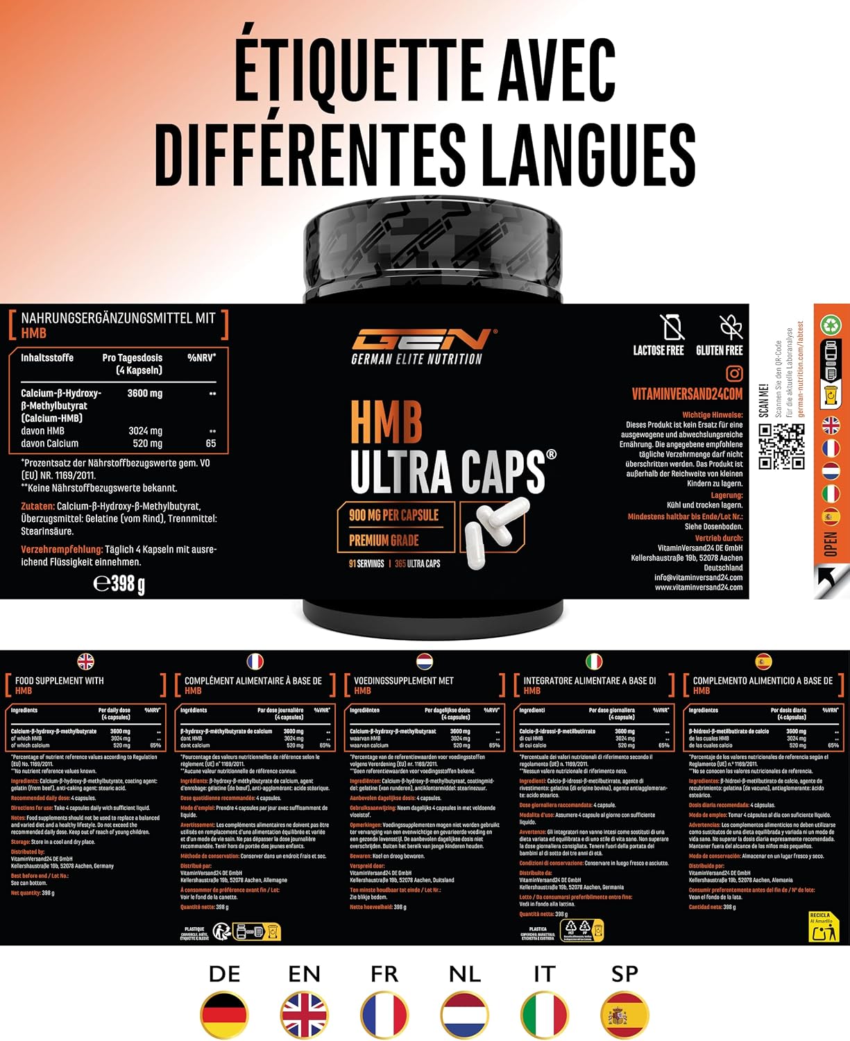 Gen German Elite Nutrition HMB Ultra Caps - 365 Capsules - Image 7