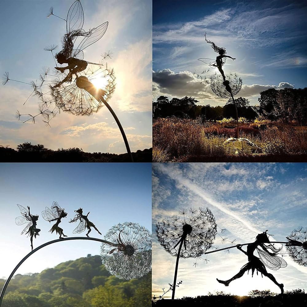 Fairies and Dandelions Dancing Together Magic Fairy Wire Statue Garden Ornament Mythical Fairies Fairy Mythical Fairies Fairy Fairy Garden Figures (F) - Image 4