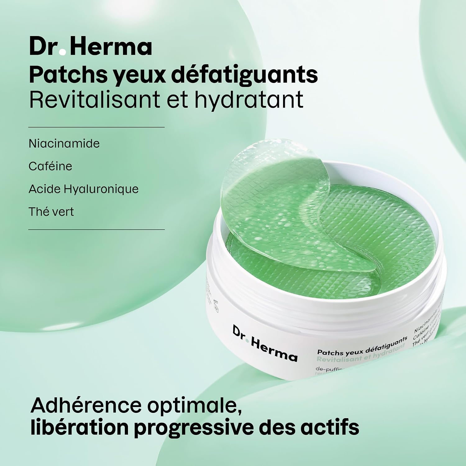 Dr Herma - Hydrogel Eye Patch - Anti Dark Circles & Puffiness Eye Patches - Niacinamide, Caffeine, Hyaluronic Acid and Peptides - Korean Skincare - Box of 60 Moisturizing Eye Patches for Tired Eye - Image 3